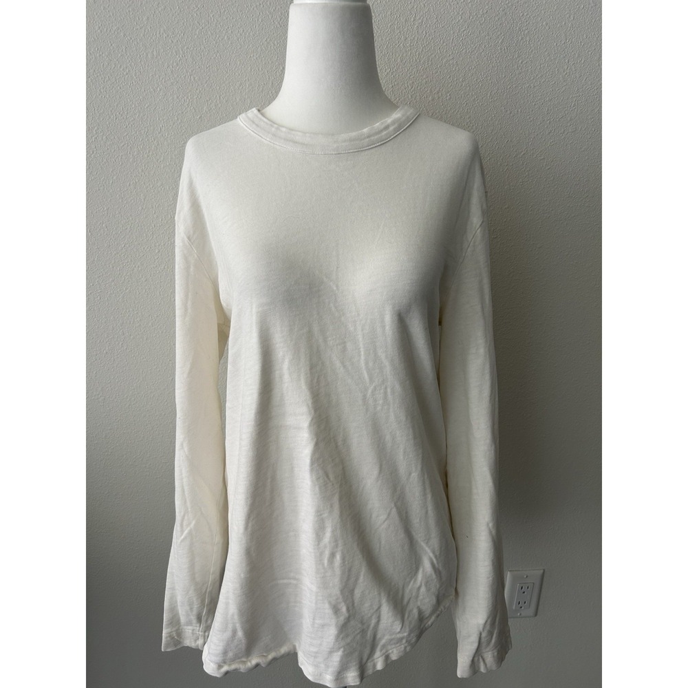 Citizens Of Humanity Long Sleeve Cotton Crew Neck Top Minimalist Quiet Luxury